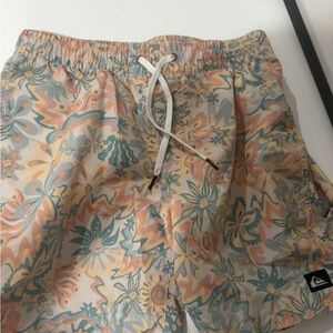Quiksilver Pastel Floral Board Shorts in Peach & Teal